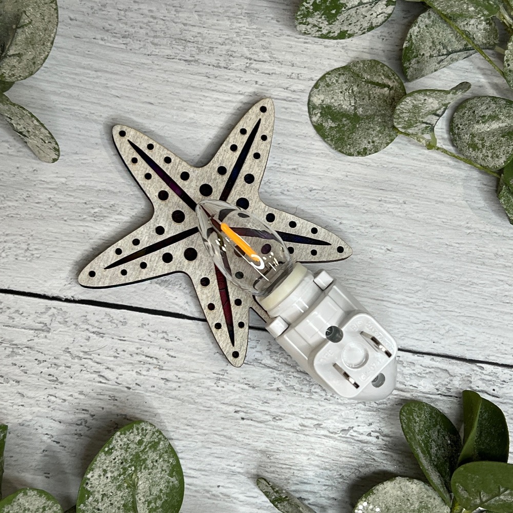 Starfish Night‎ Light Wood Handcrafted Colorful Beach Coastal Home Decor - Picture 5 of 10